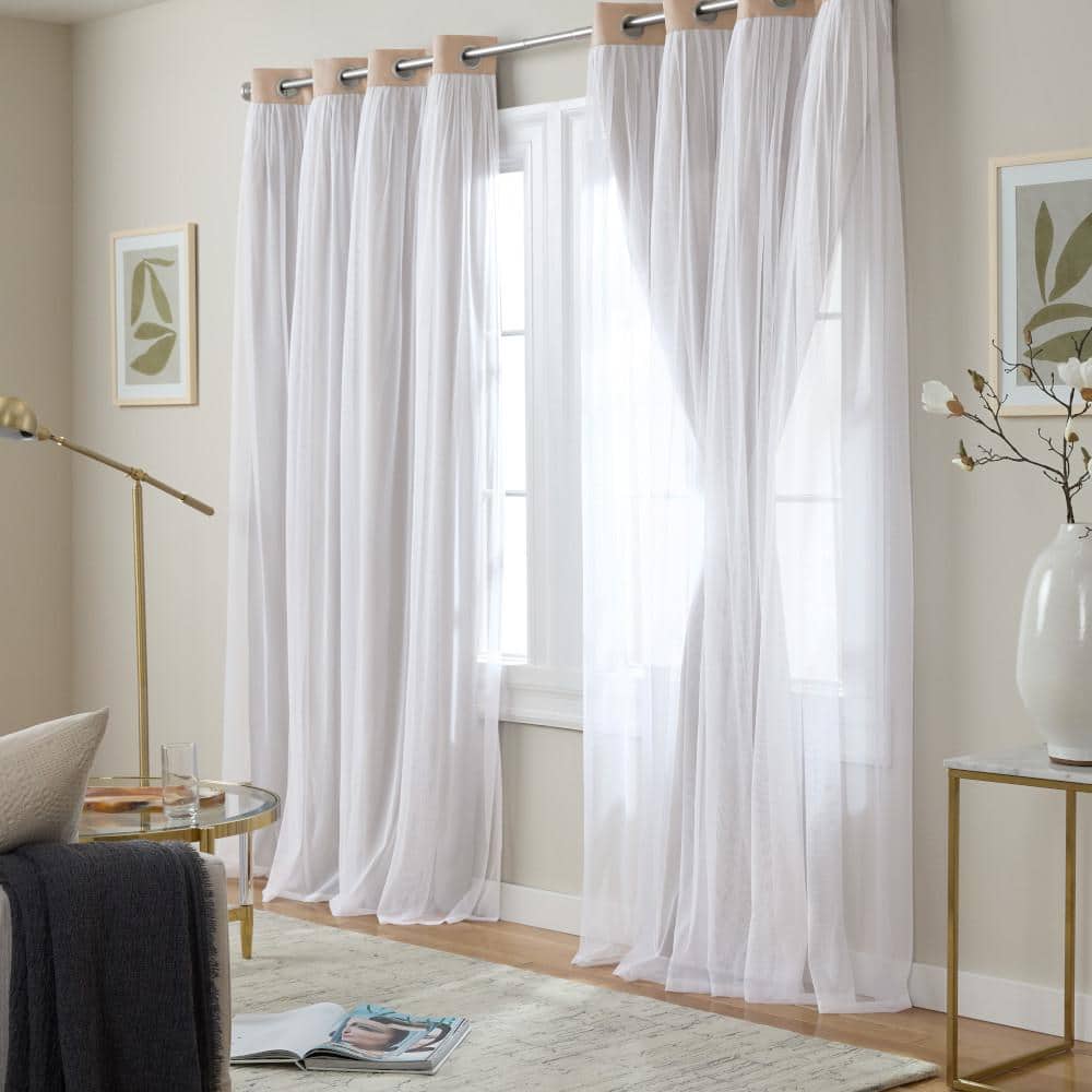Rose Blush Blackout Sheer Grommet Curtain Panels, 52 x 84