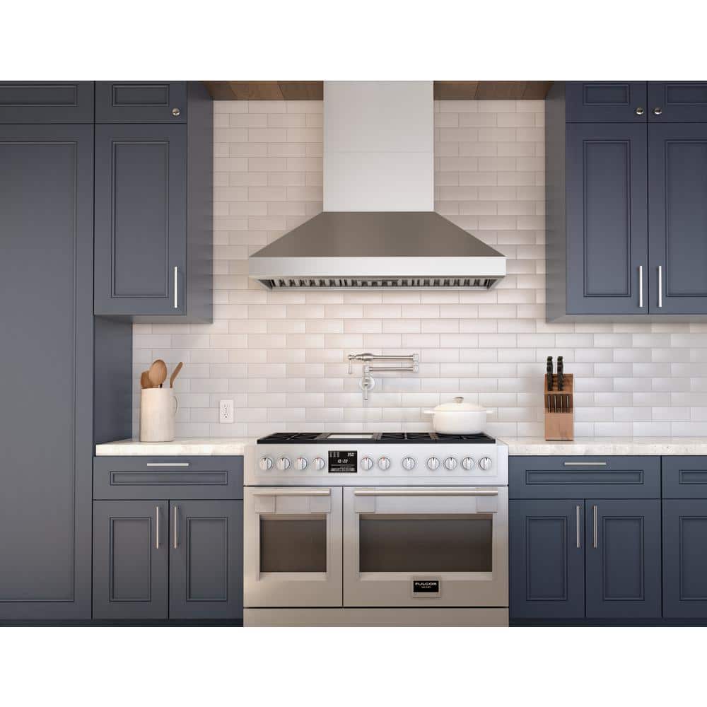 48" Stainless Steel Wall Mounted Range Hood with Nightlight