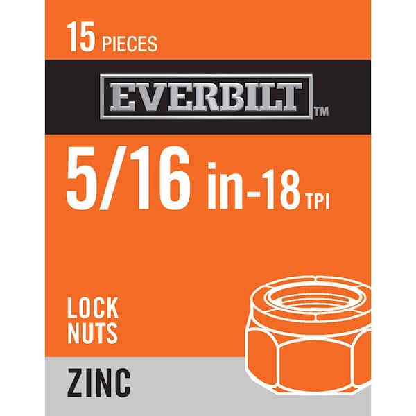 Everbilt 5/16 in.-18 Zinc Plated Nylon Lock Nut (15-Pack)
