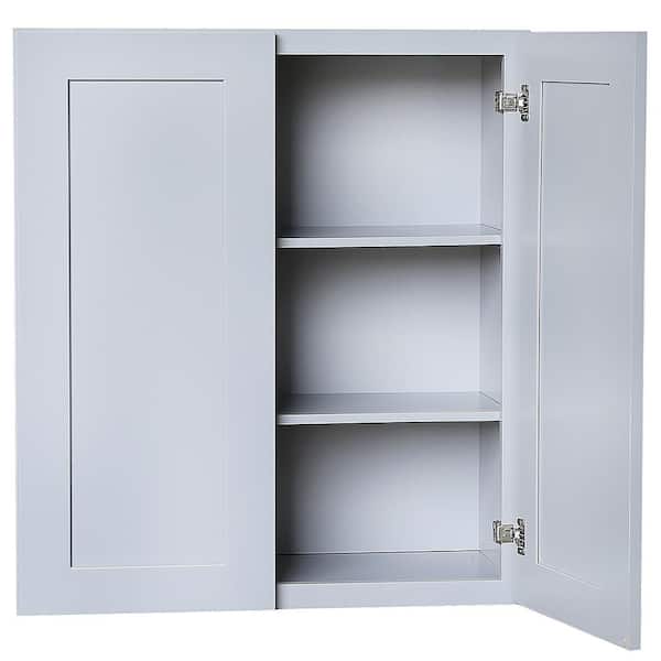 Plywell Ready to Assemble 36x12x12 in. Shaker High Double Door Wall Cabinet in White