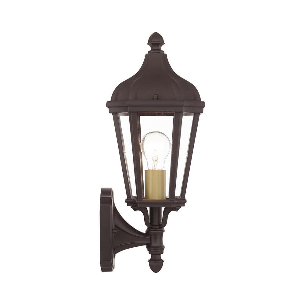 Elegant Bronze Finish Outdoor Wall Lantern with Clear Glass