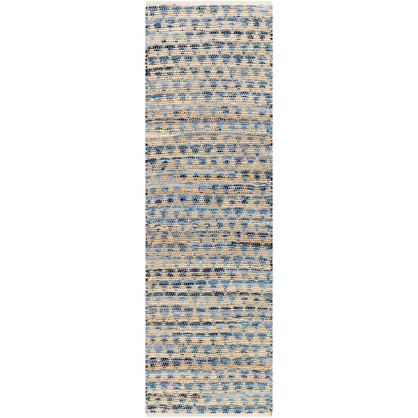 Livabliss Jean Blue/Beige Geometric 3 ft. x 8 ft. Indoor Runner Area Rug