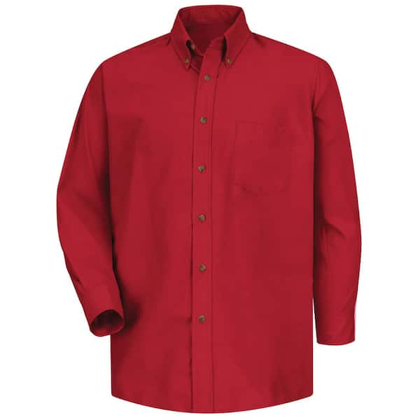 Red Kap Men's Size 4XL x 36/37 Red Poplin Dress Shirt