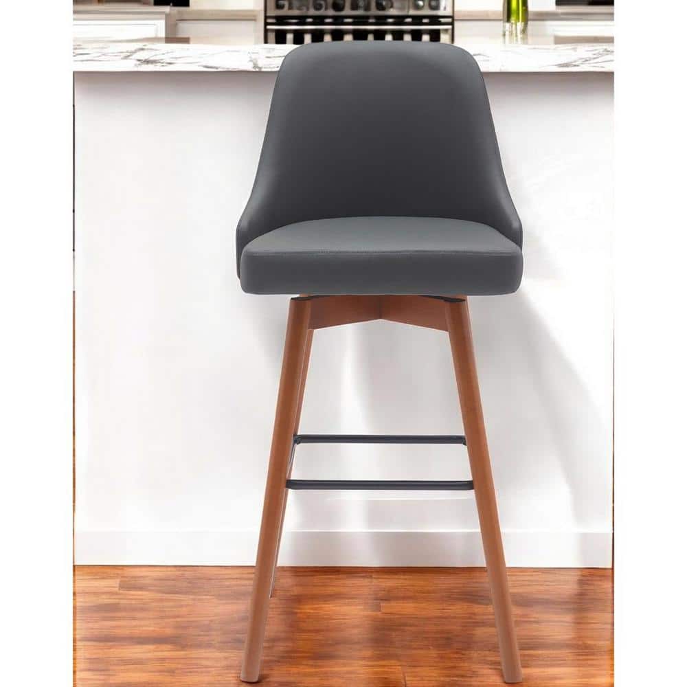 30 in. Gray High Back Wood Bar Stool Faux Leather Seat price history on PriceWatchPro