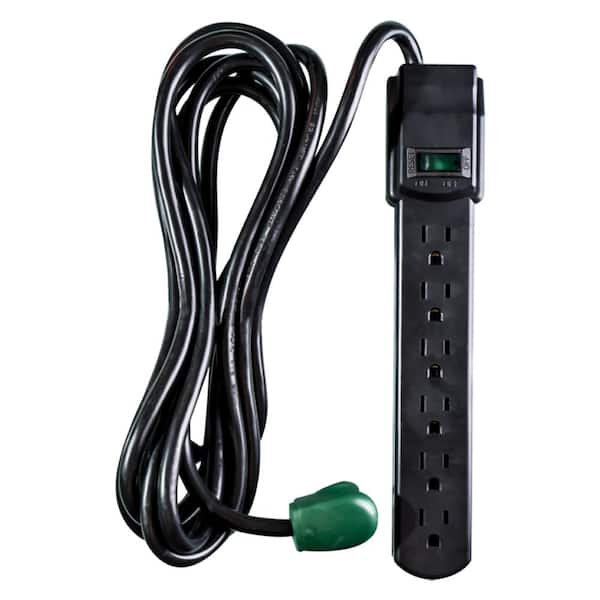 GoGreen Power 6-Outlet Surge Protector with 12 ft. Cord, Black