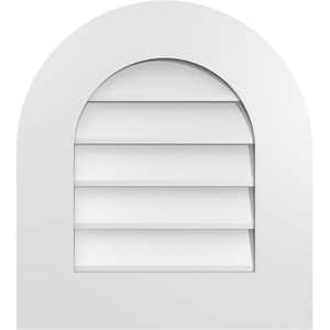 18 in. x 20 in. Round Top Surface Mount PVC Gable Vent: Decorative with Standard Frame