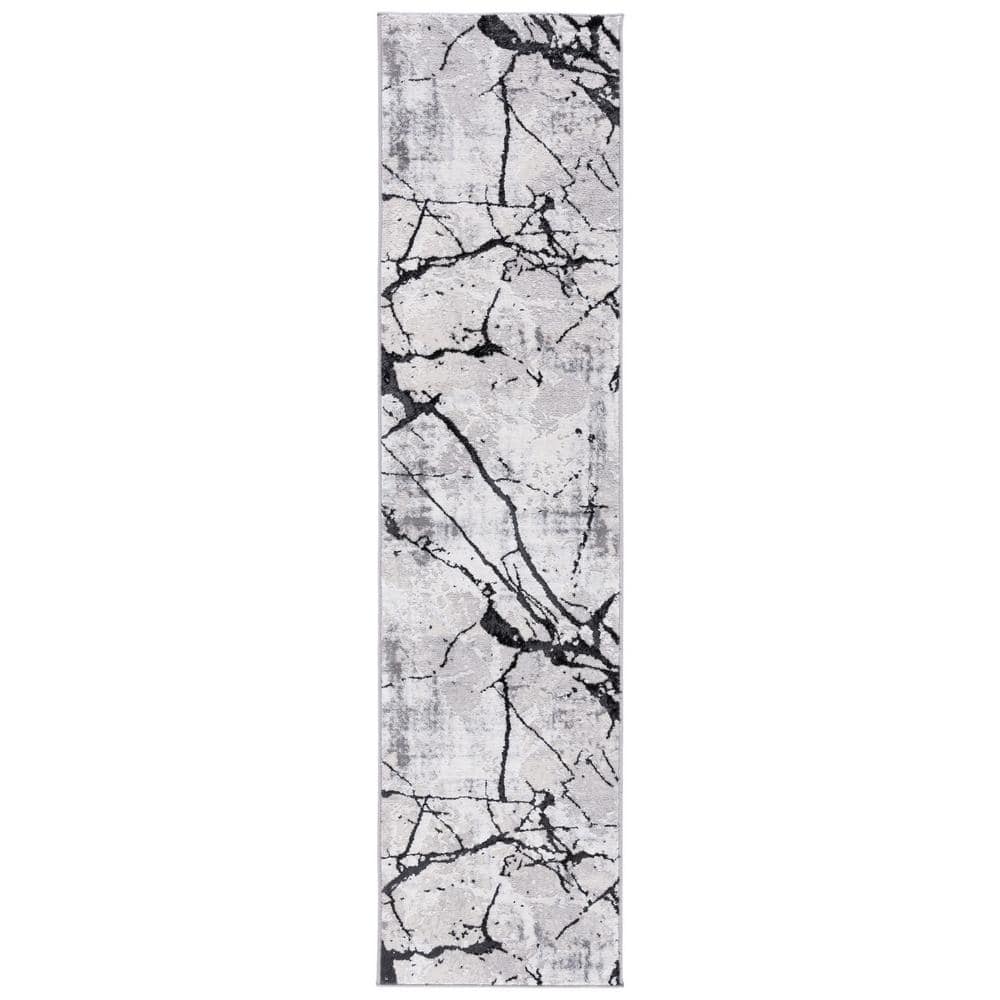 Amelia Gray/Black 2 ft. x 12 ft. Abstract Distressed Runner Rug price history on PriceWatchPro