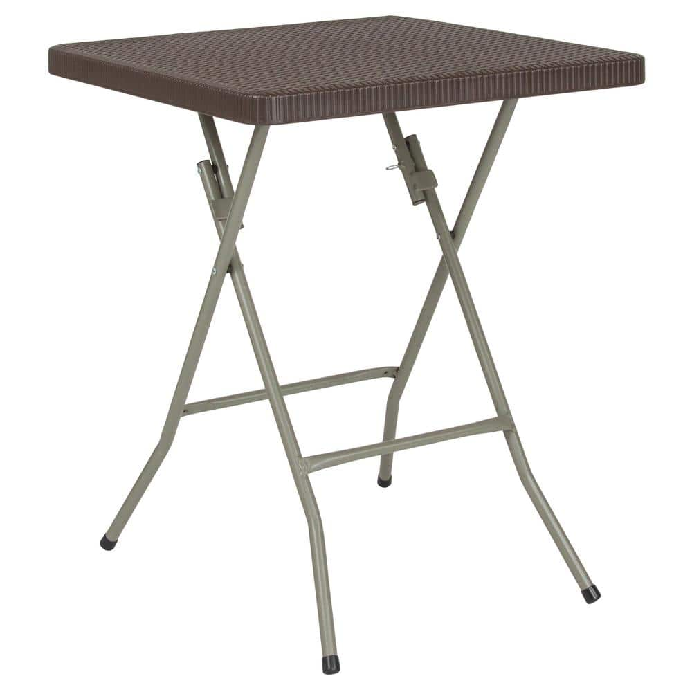 Carnegy Avenue 23.5 in. Brown Plastic Tabletop Metal Frame Folding Table