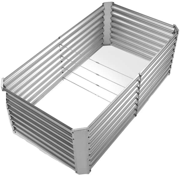 Phewnyzo 96 in. x 48 in. x 24 in. Silver Metal Rectangular Outdoor Raised BedPlanter Box