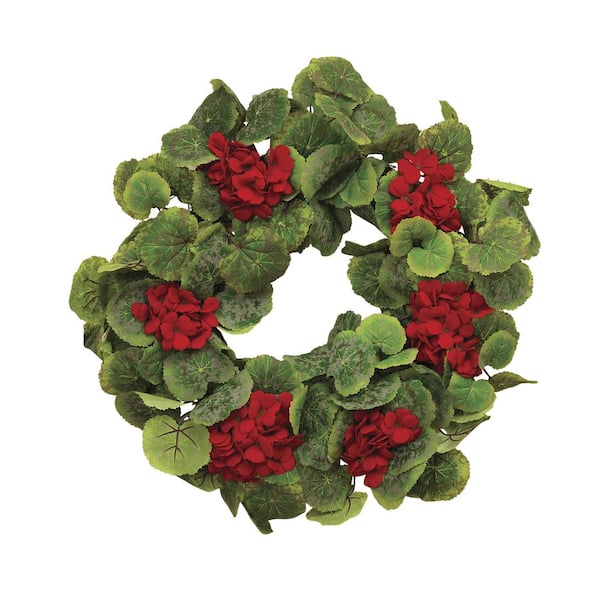 GERSON INTERNATIONAL 24 in. Fabric Geranium Twig Wreath