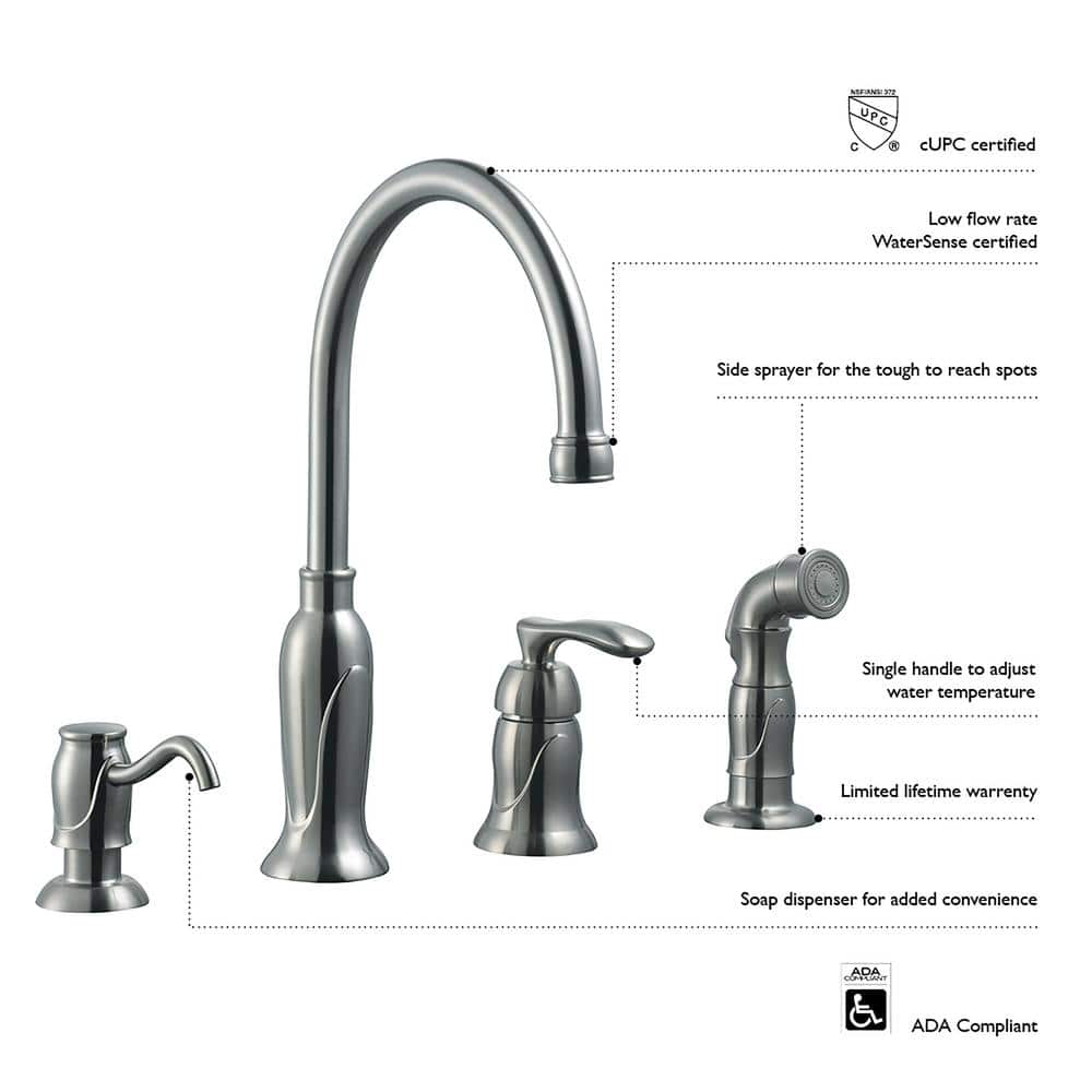 Oil Rubbed Bronze Kitchen Faucet with Sprayer and Soap Dispenser