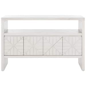 Zella 15 in. White Washed Rectangle Wood Console Table with Shelf