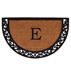 Ornate Scroll 30 in. x 48 in. Coir Monogrammed Door Mat (Letter E)