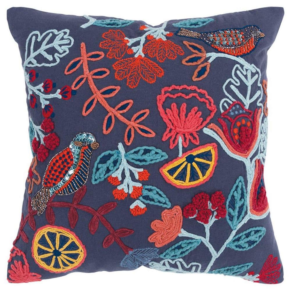 Navy Blue, Gold, Aqua Solid Polyester 20 in. x 20 in. Throw Pillow price history on PriceWatchPro