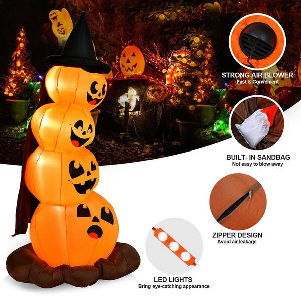 Gymax 7 ft. Inflatable Pumpkin Combo Halloween Decoration with Built-in LED  Lights GYM08493 - The Home Depot