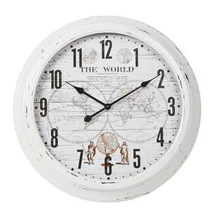 World Iron and Glass White Wall Clock