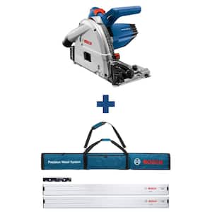 6-1/2 in. 13 Amp Corded Track Saw and 63 in. Aluminum Tracks with Carrying Bag