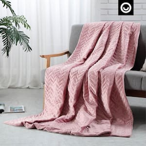 Fabumi Blush Polyester Queen Fur 60 in. x 80 in. 20 Pound Weighted Blanket