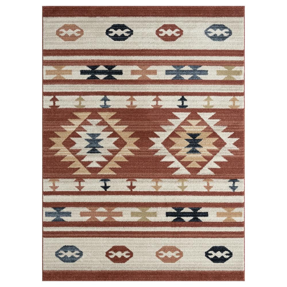 Sedona Red 7 ft. 9 in. x 10 ft. 2 in. Oriental Polypropylene Area Rug