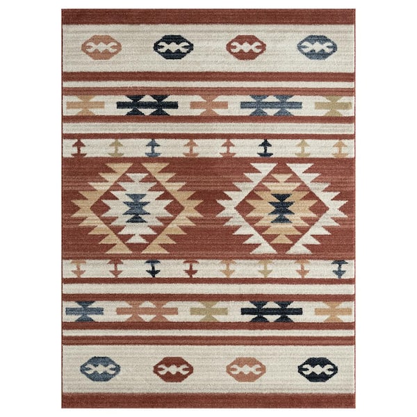 Sedona Red 7 ft. 9 in. x 10 ft. 2 in. Oriental Polypropylene Area Rug