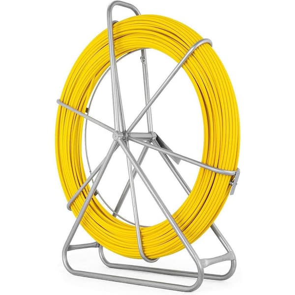 656 ft. Fiberglass Duct Rodder Fish Tape Puller with Cage and Wheel Stand Durable Steel Reel Stand