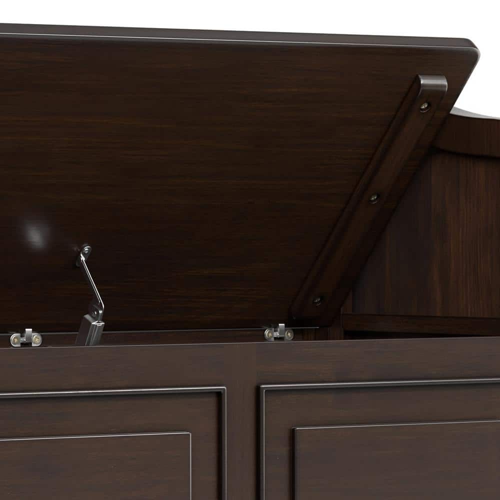 Chestnut Brown Solid Wood Entryway Storage Bench with Flip Lid