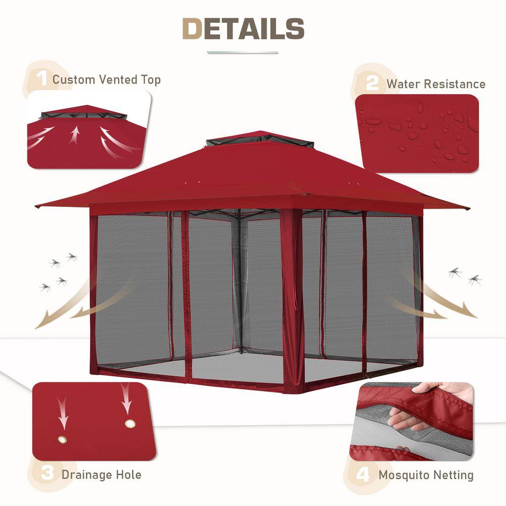 Eagle Peak Red Pop-Up Gazebo Tent with Mosquito Netting