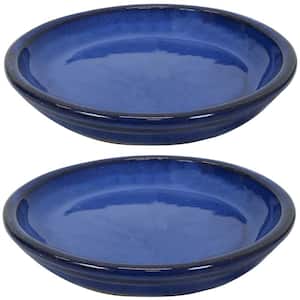 9.75 in. Imperial Blue Ceramic Planter Saucer (Set of 2)