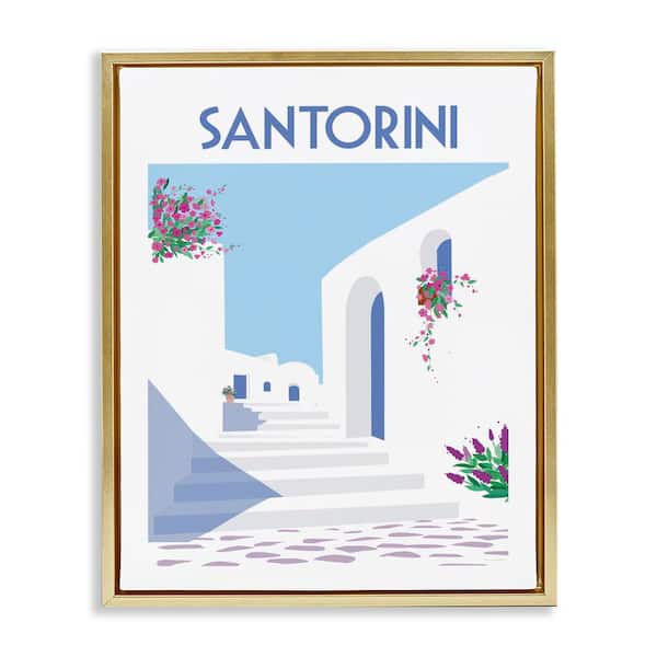 Stupell Industries Santorini White Architecture by Omar Escalante Gold Floater Frame Culture Graphic Art Print 21 in. x 17 in.