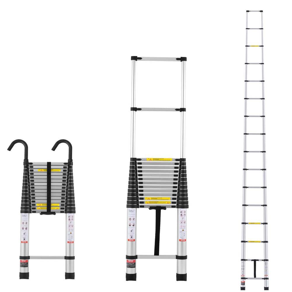 VEVOR Telescoping Ladder, 20.3 ft. Aluminum Lightweight Extension Ladder, Multi-Button Retraction Collapsible Ladder SSLTNLSLK203XEMJZV0
