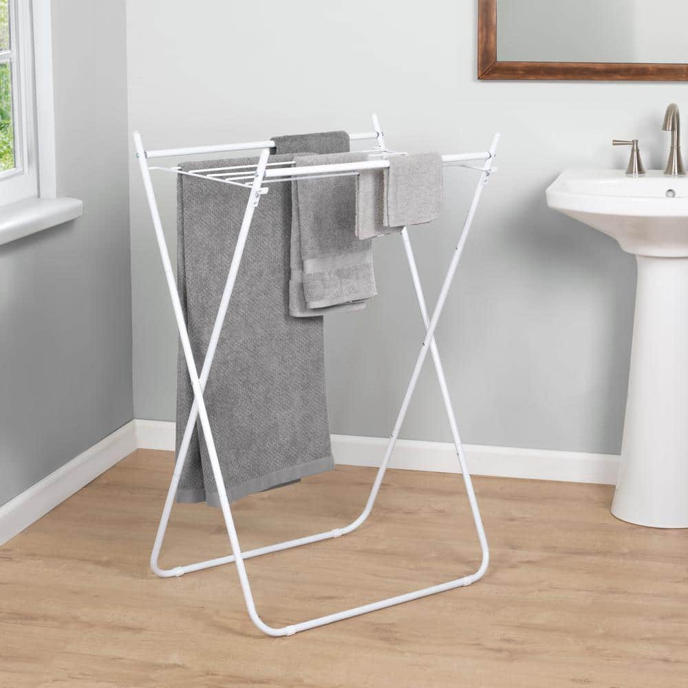 White Steel Collapsible Clothes Drying Rack