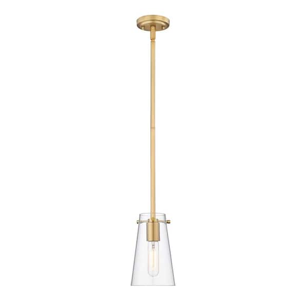 Unbranded Kira 5 in. 1-Light Modern Gold Shaded Pendant Light with Clear Glass Shade, No Bulbs Included