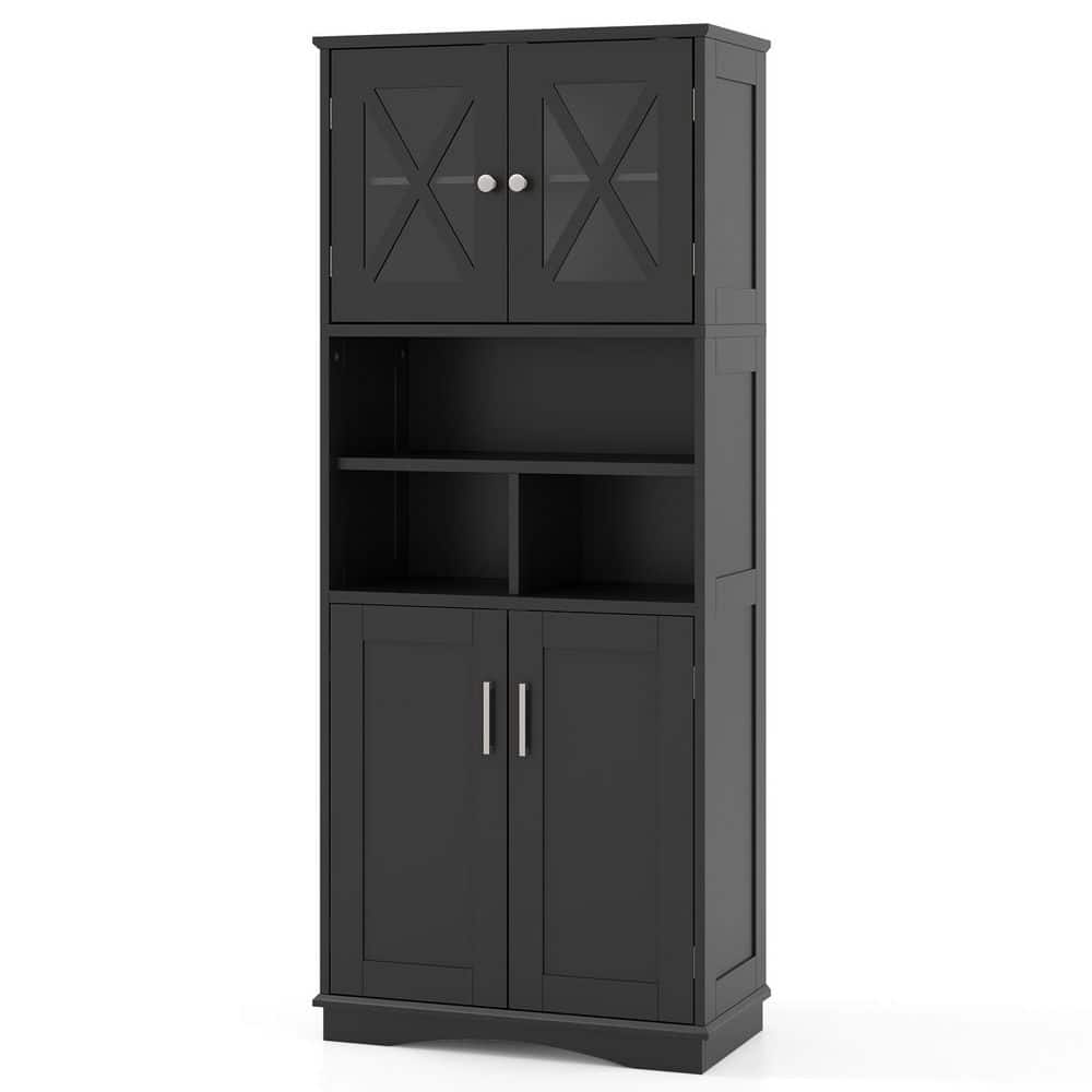 23.5 in. W x 12 in. D x 57 in. H Black Linen Cabinet Large Floor Storage Cabinet with Acrylic Doors and 3 Cubes price history on PriceWatchPro