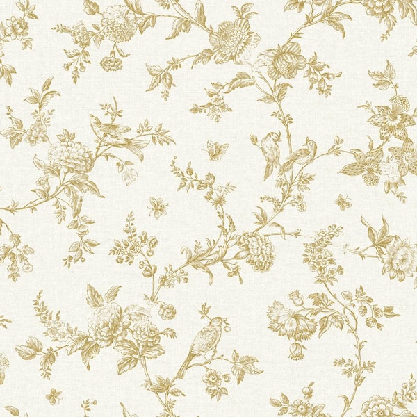 Chesapeake Nightingale Wheat Floral Trail Matte Pre-pasted Paper Wallpaper