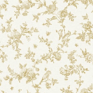 Yellow Nightingale Wheat Floral Trail Wallpaper Sample