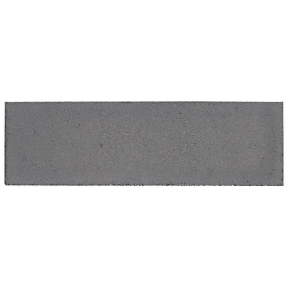 Fossil Gray Glossy Lava Stone Subway Wall Tile 2" x 8"