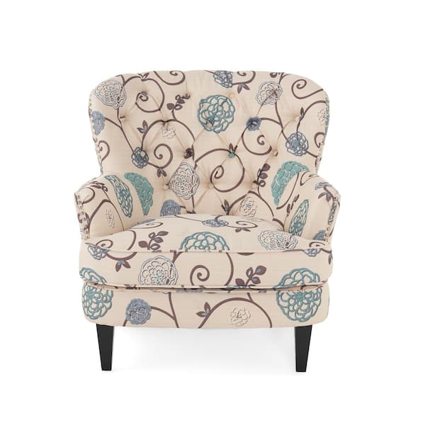 White Christopher Knight Home Tafton Fabric Club Chair Blue Floral 