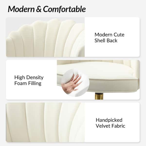 JAYDEN CREATION Rebeca Ivory Swivel Velvet Task Chair with JAYDEN CREATION Rebeca Ivory Swivel Velvet Task Chair with