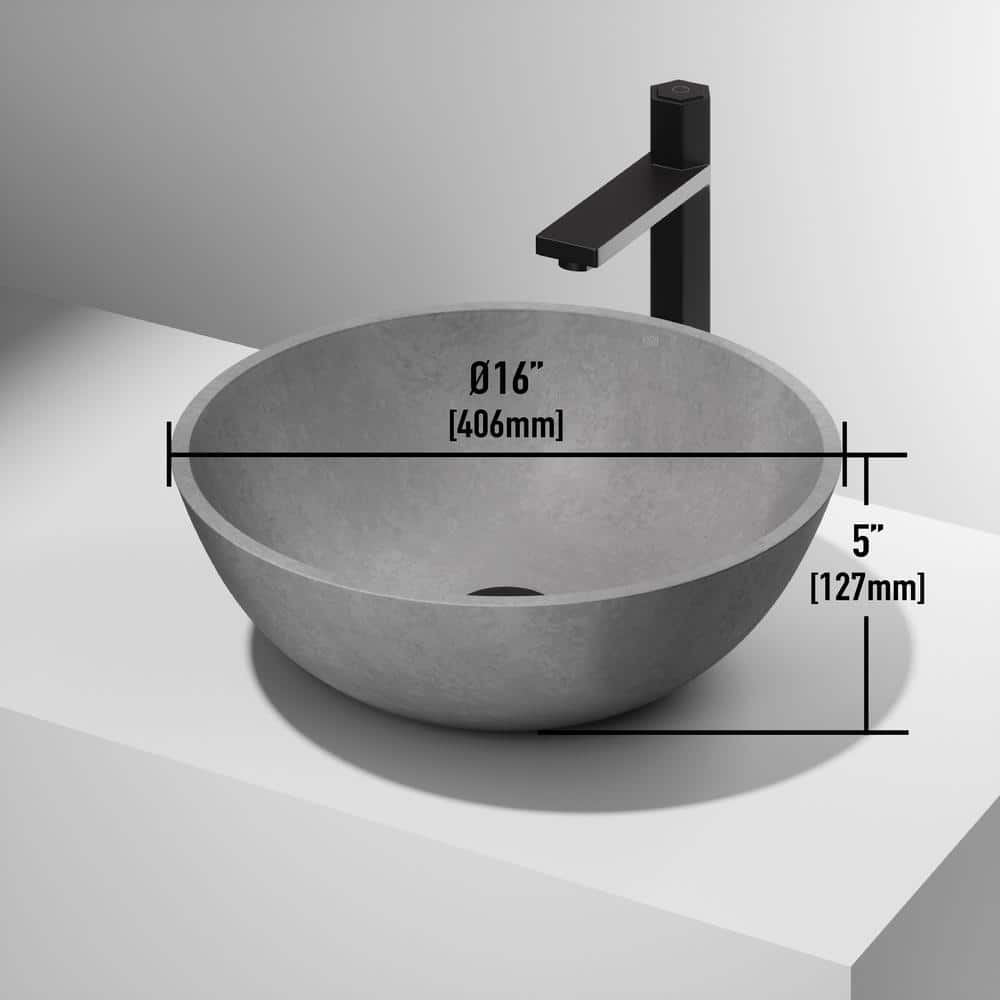 Ravenna Gothic 16" Gray Concrete Round Vessel Sink