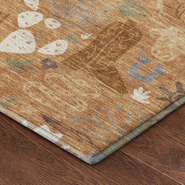 Mayfield Premium Machine Washable Abstract AMF2512 Copper 10 ft. x 14 ft. Area Rug