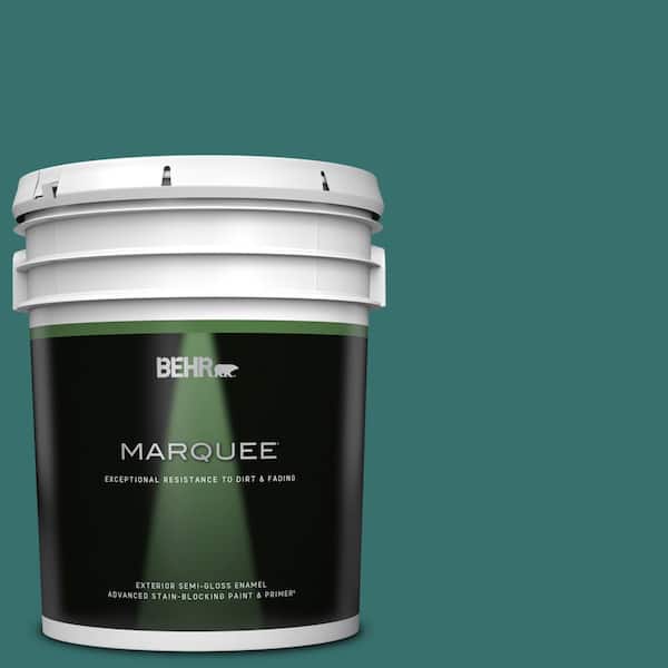 BEHR MARQUEE 5 gal. #500D-7 Caribbean Green Semi-Gloss Enamel Exterior Paint & Primer