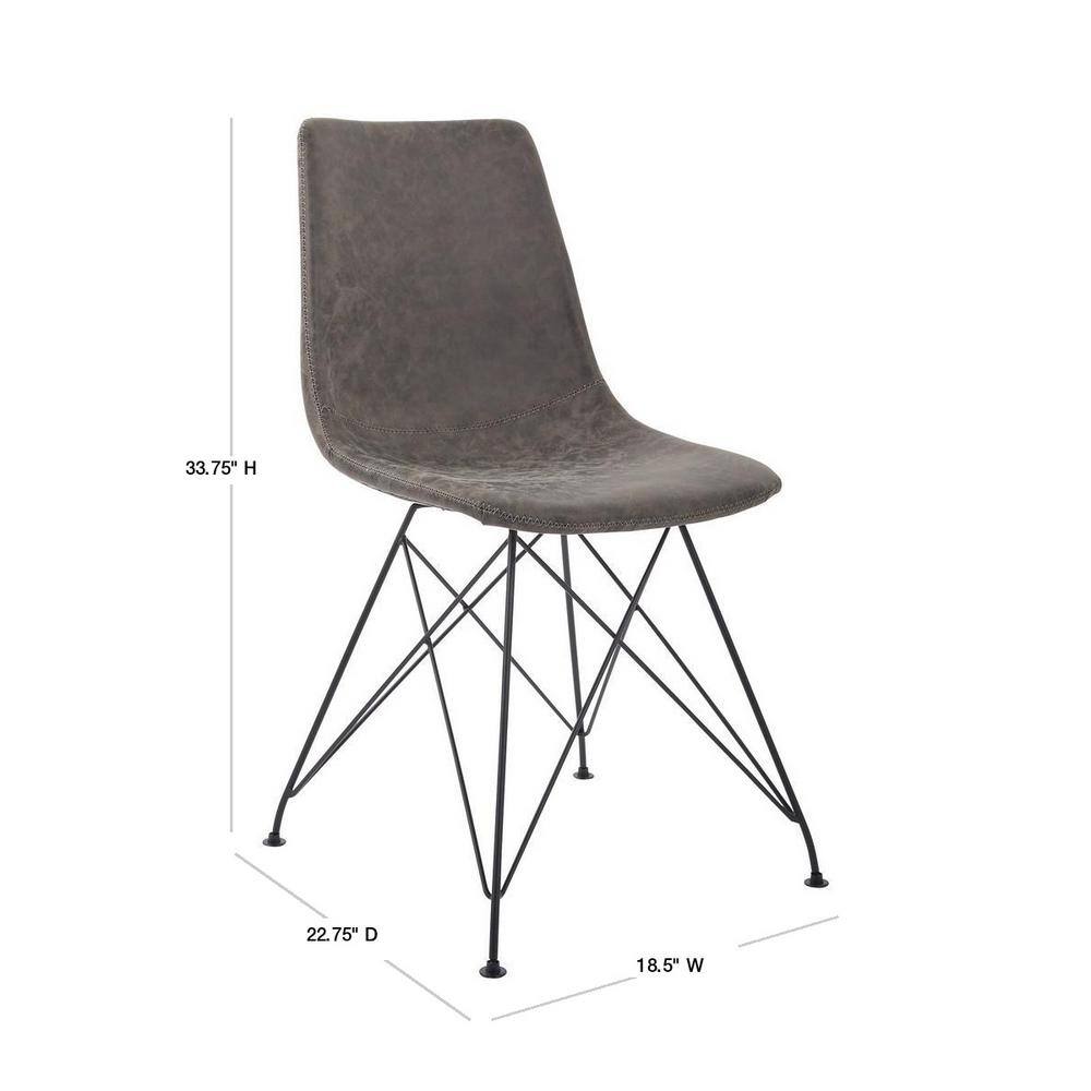 White Faux Leather Upholstered Side Chair with Metal Legs, 2-Pack