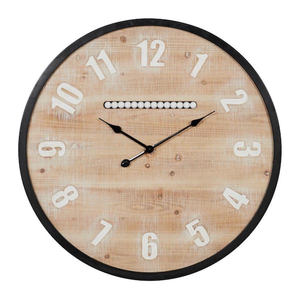 Litton Lane Brown Wood Analog Wall Clock