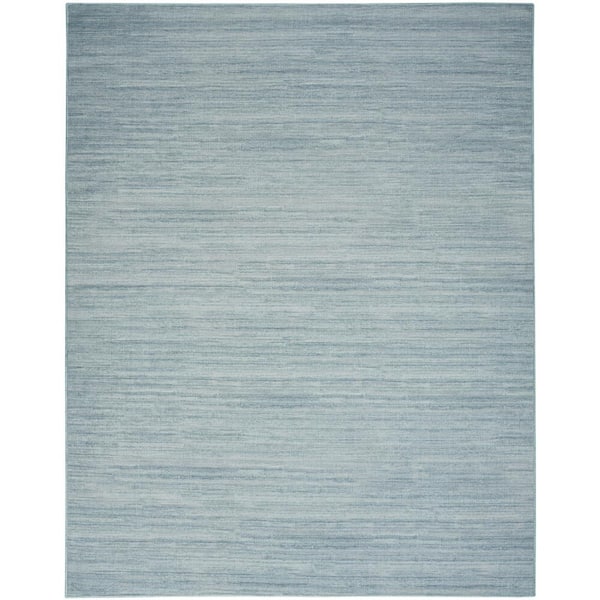 Nourison Washable Essentials Aqua 9 ft. x 12 ft. All-over design Contemporary Area Rug