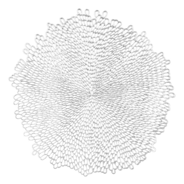 Amscan 15 in. Silver Blossom Vinyl Placemat (4-Pack)