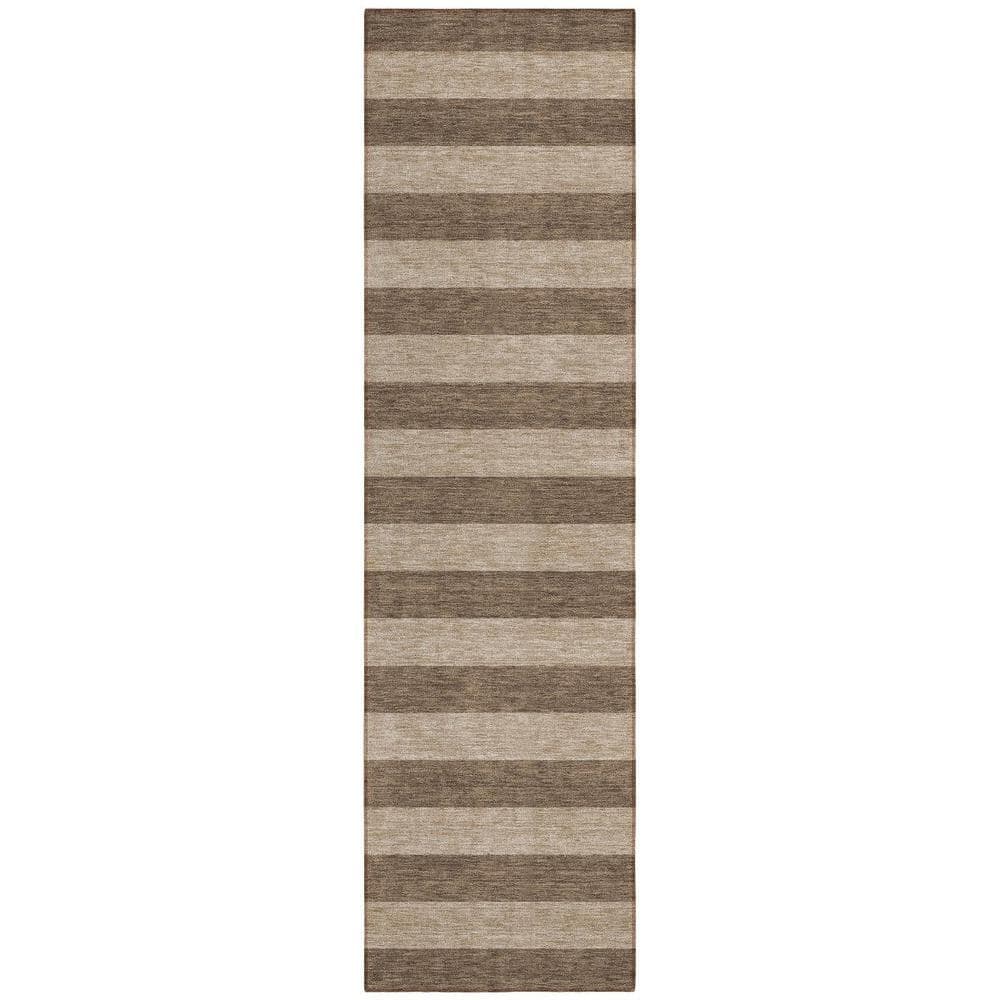 Coffee 2 ft. x 8 ft. Woven Striped Polyester Runner Indoor/Outdoor Area Rug price history on PriceWatchPro
