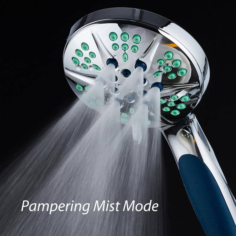 Chrome Handheld Shower Head with Antimicrobial Nozzles and 6 Settings