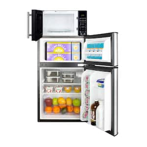 3.2 cu. ft. Mini Refrigerator in Stainless Steel Look with Freezer and 0.7 cu. ft. Microwave Combo