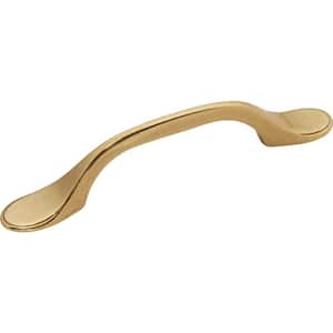 Conquest 3 in. Center-to-Center Lustre Brass Cabinet Pull