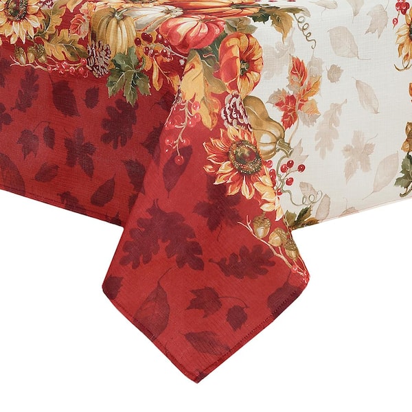 Elrene Swaying Leaves Bordered 52 x 70 Oblong Tablecloth Multi